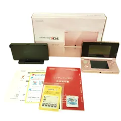 X04094 ゲーム機 3DS ソフトセット Nintendo  任天堂 CTR-001（JPN）ゲーム機本体 ミスティピンク ゲーム 充電台 ブラック ゲームソフト ドラゴンクエストXI 「過ぎ去りし時を求めて」ARカード付