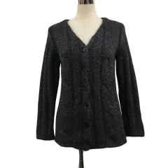 ボディドレッシングデラックス BODY DRESSING Deluxe カーディガン ニット Vネック ウール ケーブル編み 長袖 9 グレーのサムネイル