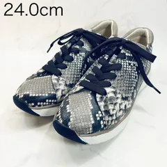 【新品 訳あり】【軽量】モードエジャコモ　レースアップ厚底スニーカー 24.0㎝ ヘビ　パイソンのサムネイル