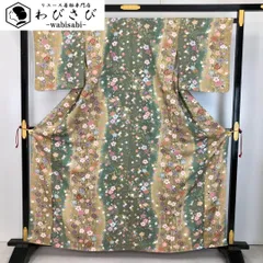 小紋 縦柄花模様 枯色 しつけ糸 K-5708