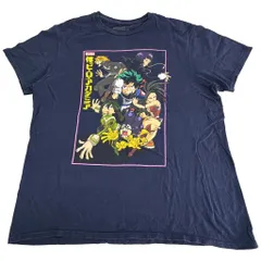 僕のヒーローアカデミア 半袖Ｔシャツ アニメ キャラクター ネイビー(メンズ L)中古 古着 X9041