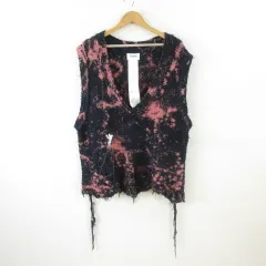 ダブレット doublet RECYCLE COTTON BLEACHED VEST ニットベスト ネイビー 紺 ピンク M *T395のサムネイル
