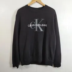 Calvin Klein Jeans カルヴァンクラインジーンズ 裏起毛 クルー スウェットシャツ トレーナー ビッグロゴ ブラック L D329