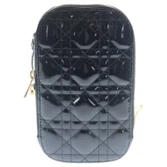 Christian Dior (クリスチャンディオール) フォンホルダー カナージュ ブラック パテントレザー