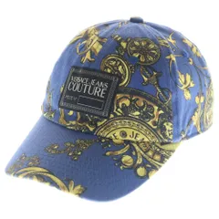 VERSACE JEANS COUTURE (ヴェルサーチジーンズクチュール) Baroque Print Baseball Cap バロックプリント キャップ ブルー 71YAZK18のサムネイル