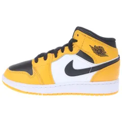 NIKE (ナイキ) GS AIR JORDAN 1 MID TAXI 554725-701 エアジョーダン1 タクシー ミッドカットスニーカー US4Y/23.0cm ホワイト/イエロー