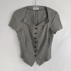 M1-02965 【Women】 MOGA(モガ) ボレロ (S相当) /黒、白 チェック柄 K-夏