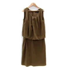 ラピスルーチェパービームス LAPIS LUCE PER BEAMS ワンピース ロング丈 ノースリーブ ラウンドネック 無地 38 M 茶 ブラウン /SY47