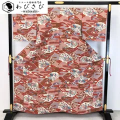 小紋 絞り柄 花模様 蝶々 縮緬 K-5489