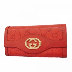 【6dc2552-k】グッチ 長財布 グッチシマ 282431 レザー レッド ゴールド金具【中古】レディース