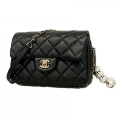 【6dc3007】シャネル ショルダーバッグ ミニマトラッセ ラムスキン ブラック シャンパンゴールド金具【中古】レディース