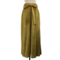 チャオパニック ティピー CIAOPANIC TYPY パンツ ワイド ロング ウエストゴム リボンベルト ベロア調 無地 ONE 黄 イエロー