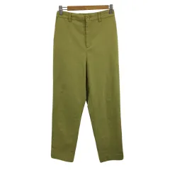 グローバルワーク GLOBAL WORK パンツ テーパード ロング ストレッチ ウエストゴム 無地 M 黄緑 イエローグリーン