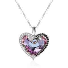 【新品】 [Richapex] ハート クリスタル ネックレス レディースペンダント ジルコニア 金属アレルギー対応 女性 鎖骨チェーン アクセサリー 人気 ファションジュエリー 可愛い プレゼント 誕生石 白鳥 コズミック 四つ葉 0