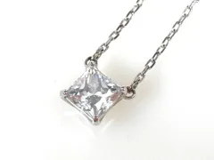 スワロフスキー　SWAROVSKI　1Pクリスタル　スクエアカット　ネックレス　シルバーカラー　送料無料