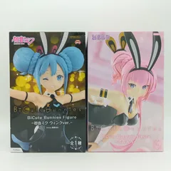 【未開封】初音ミク 巡音ルカ フィギュア 2体セット まとめ売り VOCALOID ボカロ FuRyu BiCute Bunnies Figure ビキュート バニーズ ウィンクver. 描き下ろしイラスト 黒星紅白 バニーガール 網タイツ B-10-1