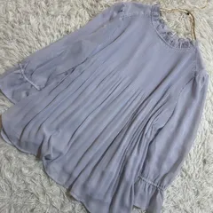 cecile 裾フレアブラウス パープル L シフォン キレイめ 上品 オフィスのサムネイル