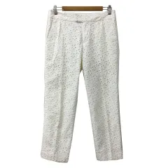 イエナ IENA パンツ テーパード クロップド 刺繍 38 白 ホワイト