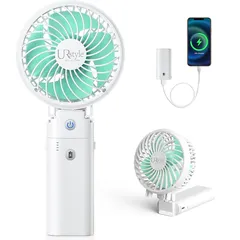 即納：ハンディファン 携帯扇風機 強力【20dB静音・強力送風・5200mAhモバイルバッテリー】 手持ち扇風機 静音 ハンディ扇風機小型 USB扇風機 Type-C 最大35時間動作 6段階風量調節 折りたたみ 手持ち クリップ 首掛け 卓上 おしゃれ  1
