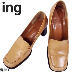 ing ベージュ ローファー バックル付き太ヒール - メルカリ