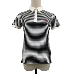 キャロウェイ CALLAWAY ポロシャツ シャツ プルオーバー スタンダード ゴルフウェア ボーダー 切替 刺繍 ロゴ 半袖 M 黒 白 ブラック ホワイト