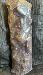 Hotei (Laughing Buddha) Green Sandalwood Object, Sculpture of the Head of Hotei, Buddhist Artwork, Good for Business Prosperity, Unopened, In Stock, Free Shipping