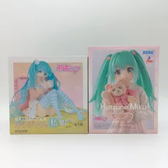 【未開封】初音ミク フィギュア 2体セット まとめ売り VOCALOID ボカロ タイトー オリジナル私服ver. セガ Luminasta Conceptual series Vol.3 クマ ぬいぐるみ 部屋着 ルームウェア パジャマ B-10-3