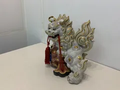 昭和レトロ 九谷焼 陶器製 玉乗り獅子 唐獅子 剣獅子 白獅子 縁起物 置物 昭和レトロ 九谷焼 陶器製 玉乗り獅子 唐獅子 シーサー 守り神