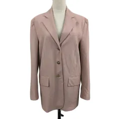 ザラ ZARA ジャケット テーラード シングル 肩パッド 無地 長袖 USA XS ピンク