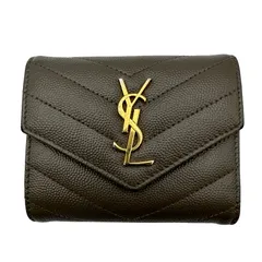 サンローラン SAINT LAURENT モノグラム マルチフォールドウォレット 692061 グレー グレインレザー レディース 三つ折り財布のサムネイル