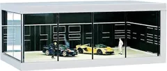 天玉堂 1/64 ジオラマ ガレージ ミニカー用 駐車展示場 LED照明付き ホットウィール トミカ マッチボックス 対応 1/64スケール モデルカー 専用アクセサリー (ブラック)