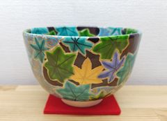 逢絢亭・新品】茶道具 茶碗 京焼 仁清 青楓の図 山本蓼 共箱入り