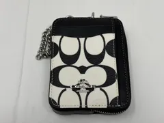 ◆COACH コーチ ジップカードケース パスケース コインケース CP468K2381 白黒 中古◆21075★