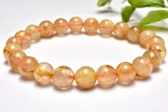 【１点物】金運向上！ ゴールドタイチンルチルクォーツ　8mm　ブレスレット パワーストーン 天然石 _MC8229