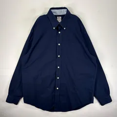 古着 ブルックスブラザーズ Brooks Brothers 長袖シャツ 1818 ワンポ ロゴ刺繍 BD L  ネイビー系 無地 メンズ