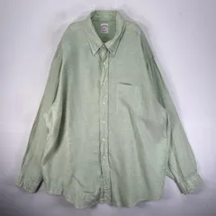古着 ブルックスブラザーズ Brooks Brothers 長袖シャツ リネン 346 胸ポケ XL  グリーン系 無地 メンズ
