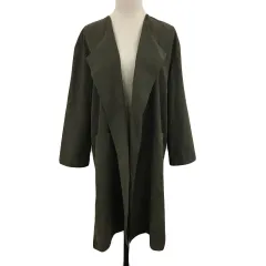 アズノウアズ ピンキー AS KNOW AS PINKY コート ノーカラー ロング 前開き 無地 スエード調 長袖 緑 グリーン