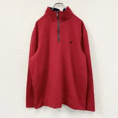 NAUTICA　ノーティカ　ハーフジップスウェット/トレーナー　刺繡ロゴ　赤　レッド　XLサイズ　古着