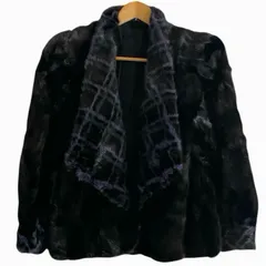 SAGA MINK ROYAL サガミンク ロイヤル  襟 袖先 チェック 切り替え 毛皮 ジャケット コート レディース F