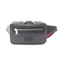 グッチ GUCCI ウエストバッグ ソフト GGスプリーム シェリーライン 474293 ブラック PVCコーティングキャンバス レザー GGスプリーム ベルトバッグ メンズ Used A