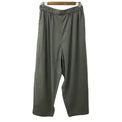 ニコアンド Niko and.. パンツ ワイド ロング ウエストゴム リネン 4/ L グレー 緑 グリーン