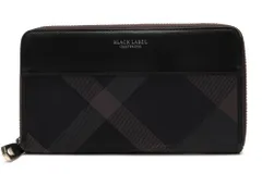 ブラックレーベル・クレストブリッジ／BLACK LABEL CRESTBRIDGE 長財布 財布 ウォレット メンズ 男性 男性用 ナイロン レザー 革 本革 ブラック 黒  51218-717-09 バーバリーチェック柄 小銭入れあり ラウンドジップ ラウン