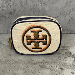 美品　TORY BURCH トリーバーチ　化粧ポーチ　マルチポーチ　ビッグロゴ　ナイロン　ベージュのサムネイル