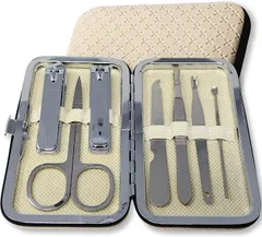 COLORBIRD ネイルケアセット 爪切り 爪やすり 甘皮処理 眉毛 ハサミ 毛抜き 耳かき ラグジュアリー (7ミルキーホワイト)