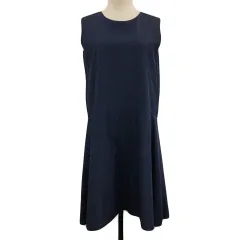 ビームスハート BEAMS HEART ワンピース フレア ひざ丈 無地 ノースリーブ 紺 ネイビー