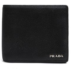 PRADA ブラック ネイビー バイカラー レザー メンズ 折り財布 9108 