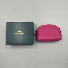 極美品　Longchamp　ロンシャン　コインケース　小銭入れ　ミニポーチ　ルフローネ　ロゴ型押し　レザー　濃いピンクのサムネイル