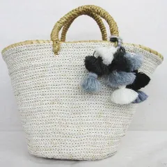 Fatima moroccoファティマモロッコ かごバッグ 白系 プラスチック調スパンコール LF001-0416-53のサムネイル