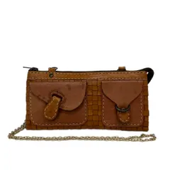 ROBITA(ロビタ) ショルダーバッグ - ブラウン 編み込み/チェーンショルダー レザー