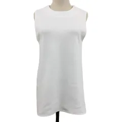 ザラ ZARA カットソー プルオーバー ラウンドネック 無地 スリット ノースリーブ USA S 白 ホワイト